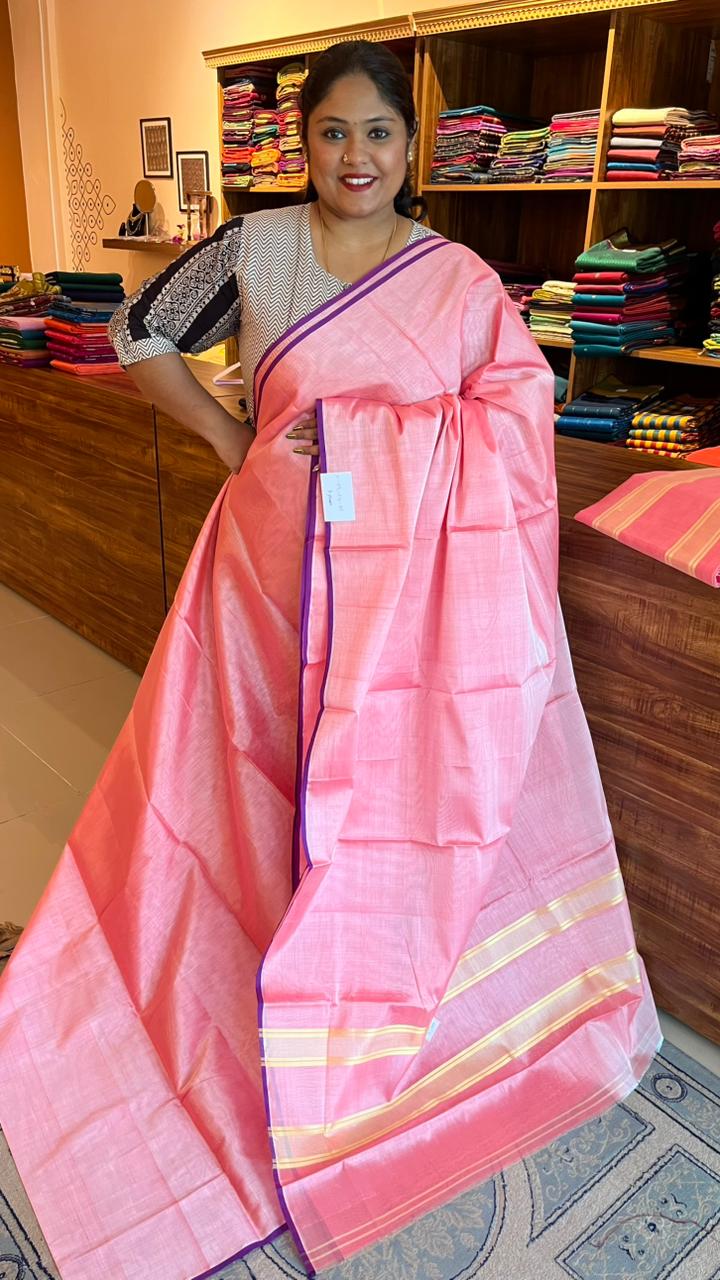 Devendra Plain Saree in Paneer Roja - 11-09-04-01
