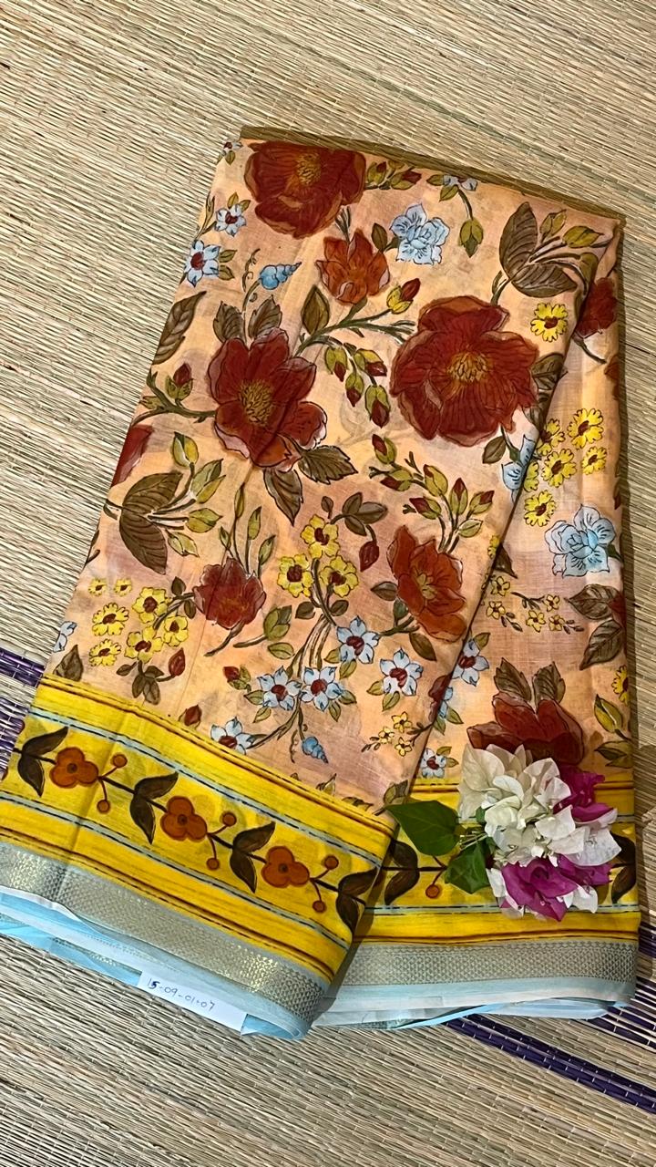 Chennuri Silk With Kalamkari Saree - 15-09-01-07 (Yellow)