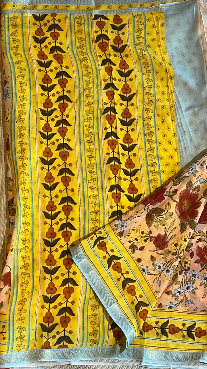Chennuri Silk With Kalamkari Saree - 15-09-01-07 (Yellow)