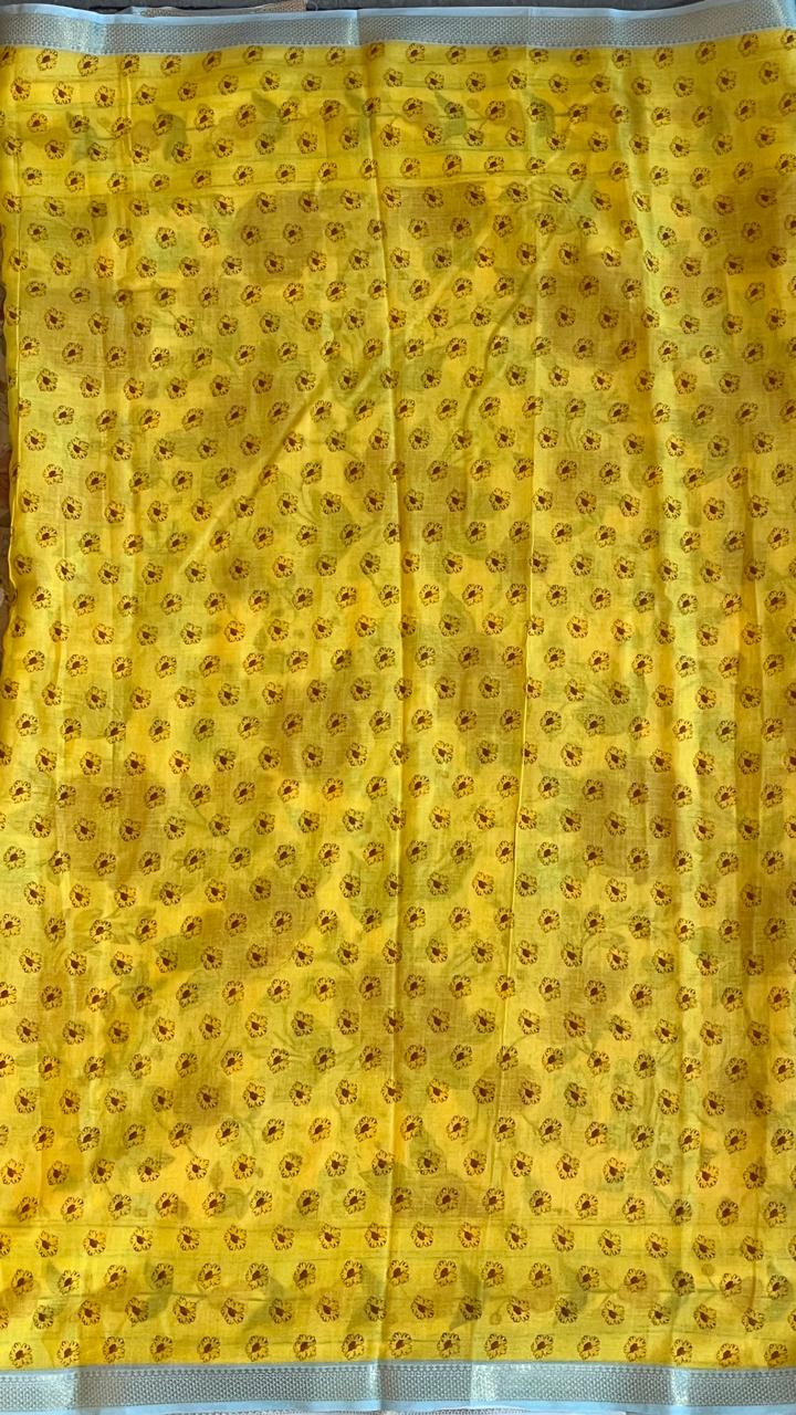 Chennuri Silk With Kalamkari Saree - 15-09-01-07 (Yellow)