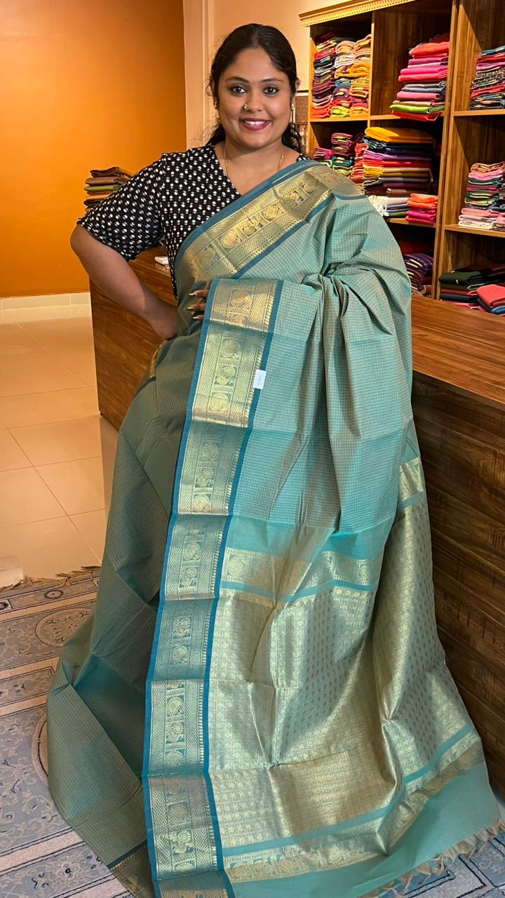 Kanchi Cotton Podi Checks Saree -01-09B-05-01