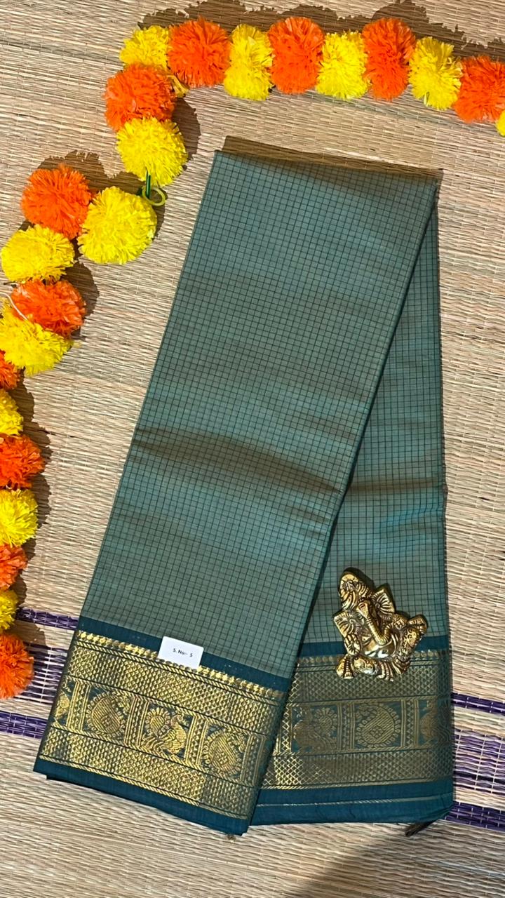 Kanchi Cotton Podi Checks Saree -01-09B-05-01