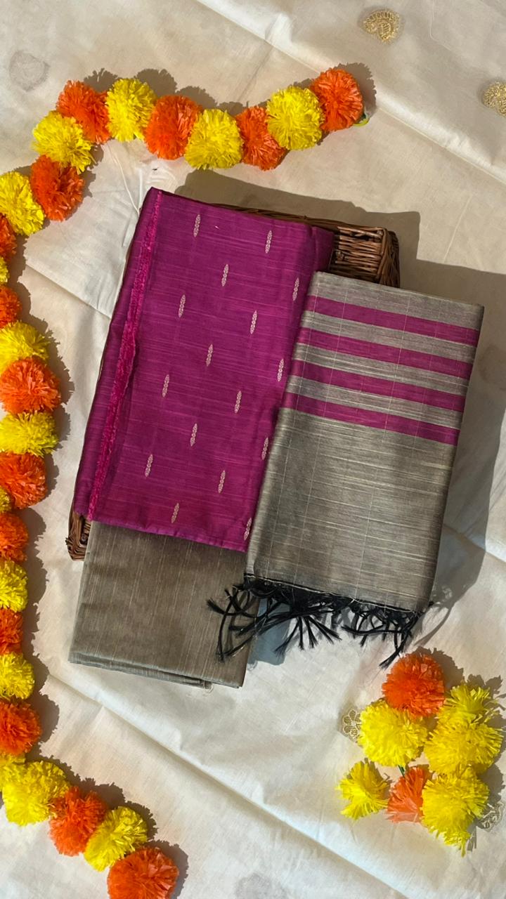 Raw Silk Salwar Set - 15-09-06-04 (Pink)