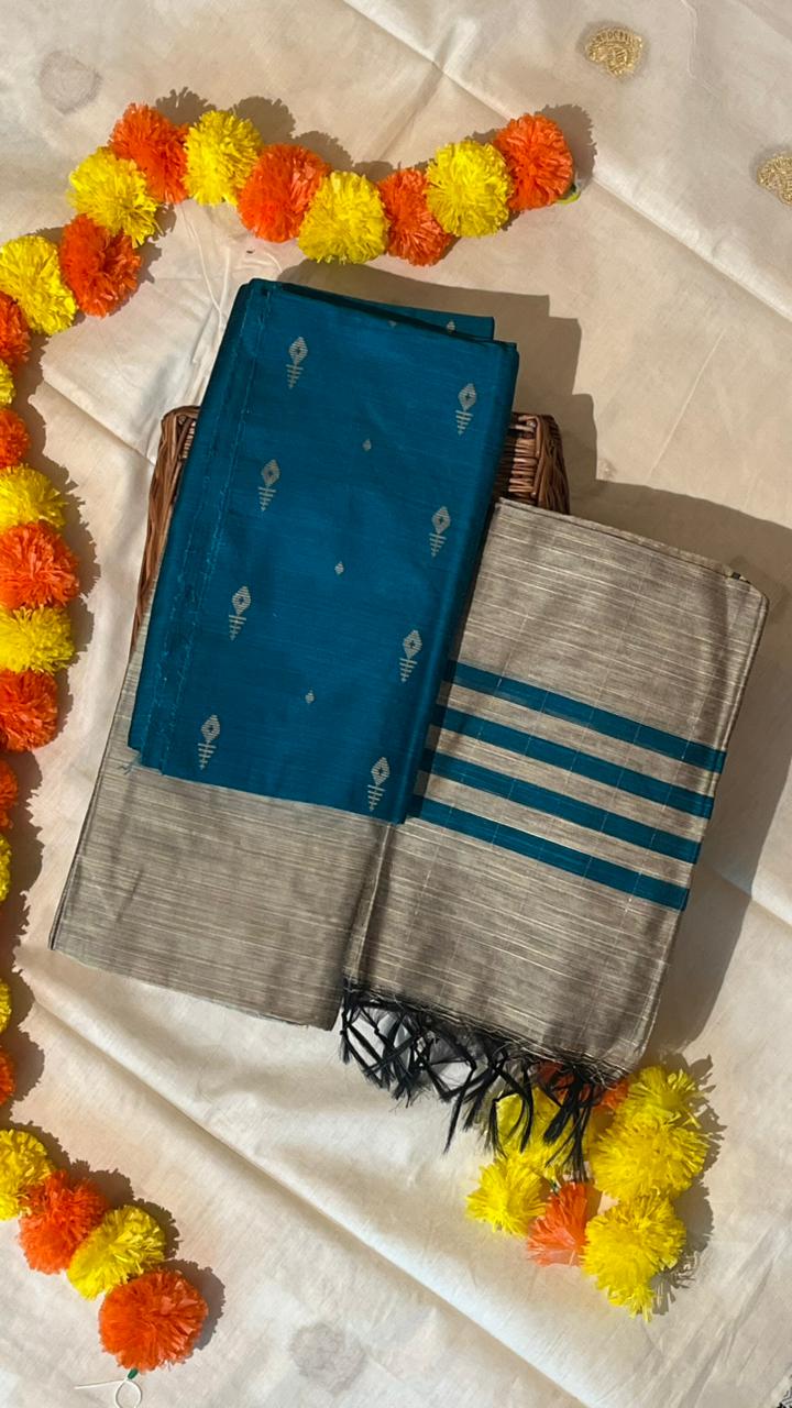 Raw Silk Salwar Set - 15-09-06-03 (Light Blue)