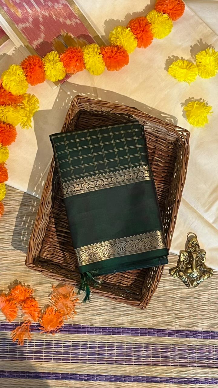 Pure Silk Kancheevaram Sarees - 01-10-10-01 – Dark Green