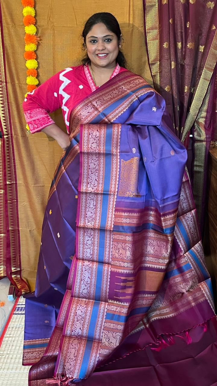 Pure Silk Kancheevaram Sarees - 01-10-12-02 – Oodha Poo Colour