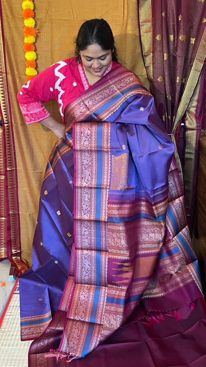 Pure Silk Kancheevaram Sarees - 01-10-12-02 – Oodha Poo Colour