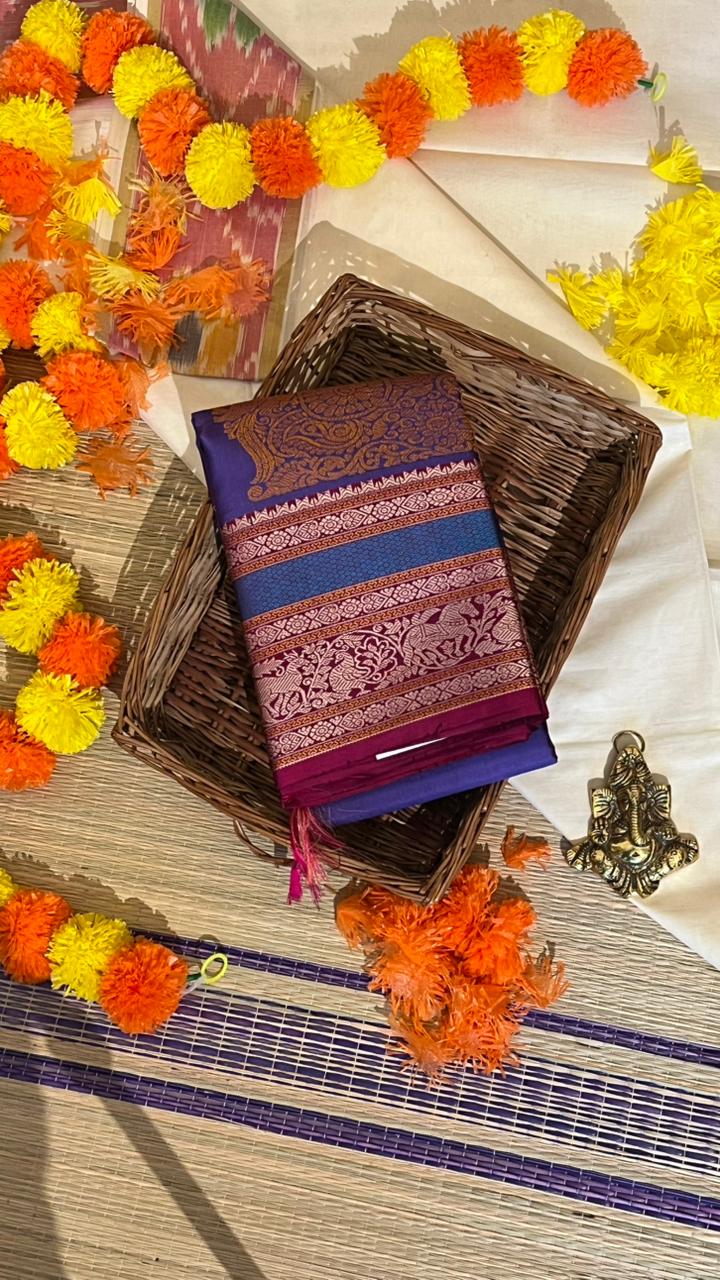 Pure Silk Kancheevaram Sarees - 01-10-12-02 – Oodha Poo Colour