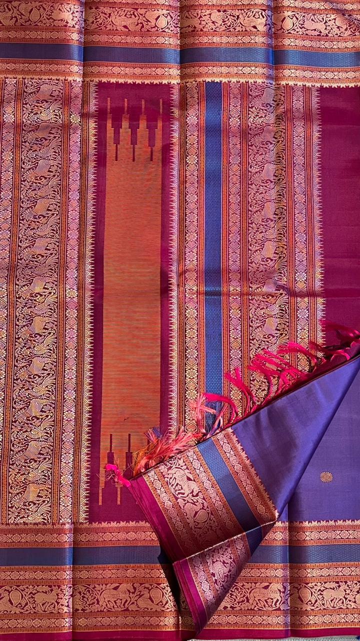 Pure Silk Kancheevaram Sarees - 01-10-12-02 – Oodha Poo Colour