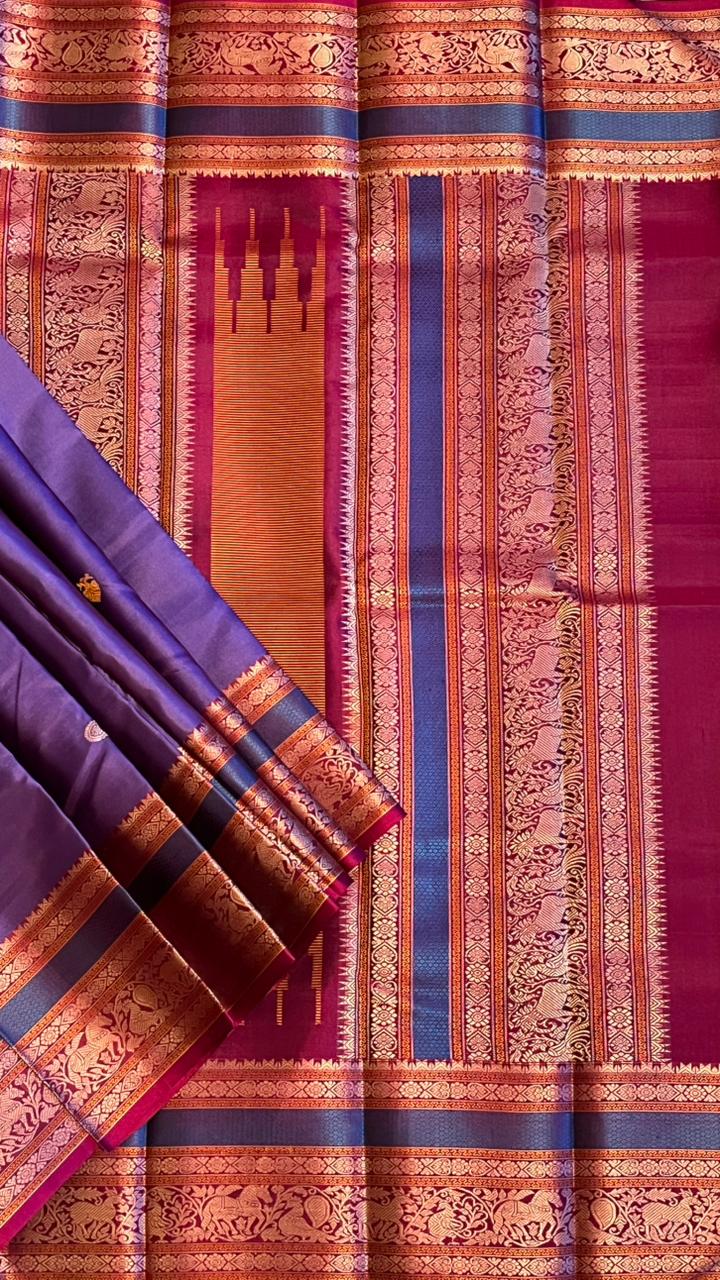Pure Silk Kancheevaram Sarees - 01-10-12-02 – Oodha Poo Colour
