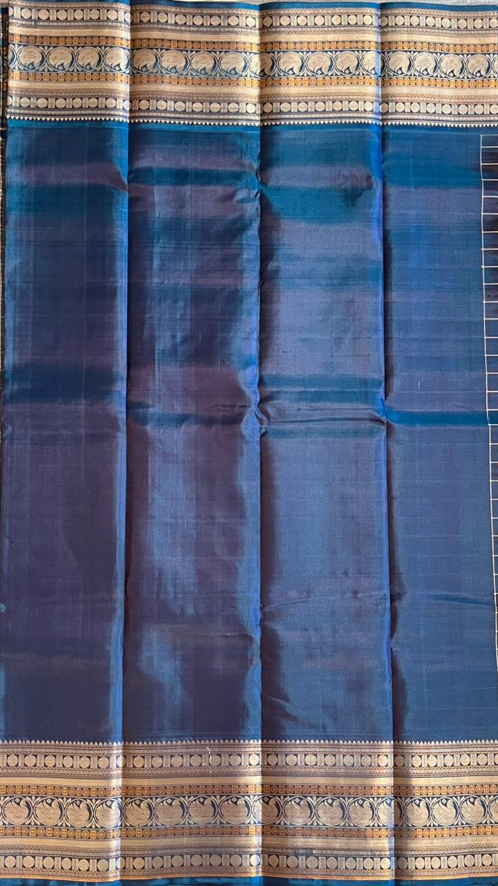 Pure Silk Kancheevaram Sarees - 01-10-13-02 - Coffee brown with blue