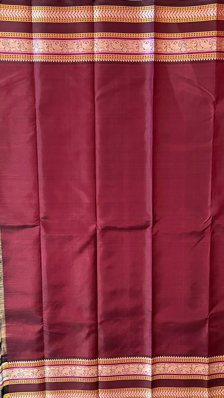 Pure Silk Kancheevaram Sarees - 01-10-16-01 - Half White with Maroon