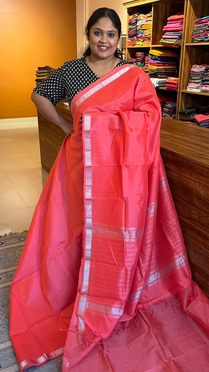 Mangalgiri Silk Cotton Small Border  Saree - 15-09-02-16