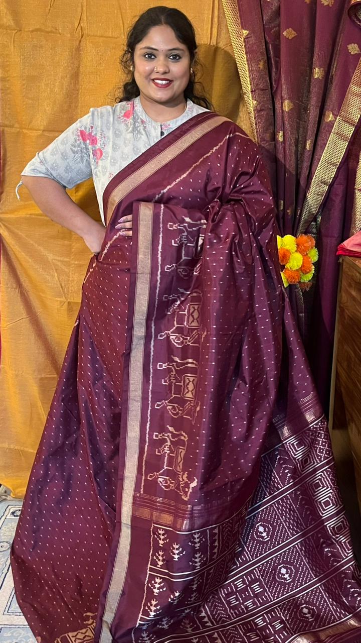 Pochampally Double Ikkat Saree - 01-03-35-PS-01 (Maroon)