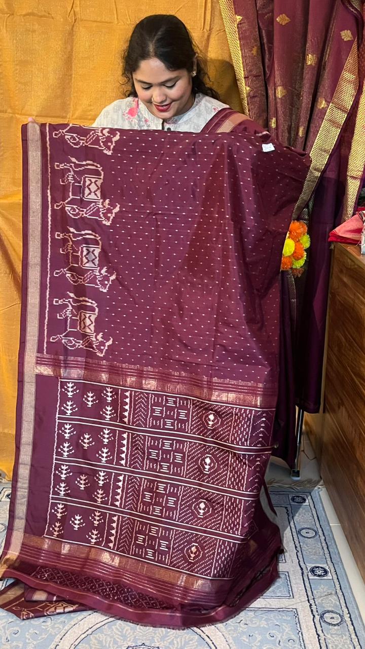 Pochampally Double Ikkat Saree - 01-03-35-PS-01 (Maroon)