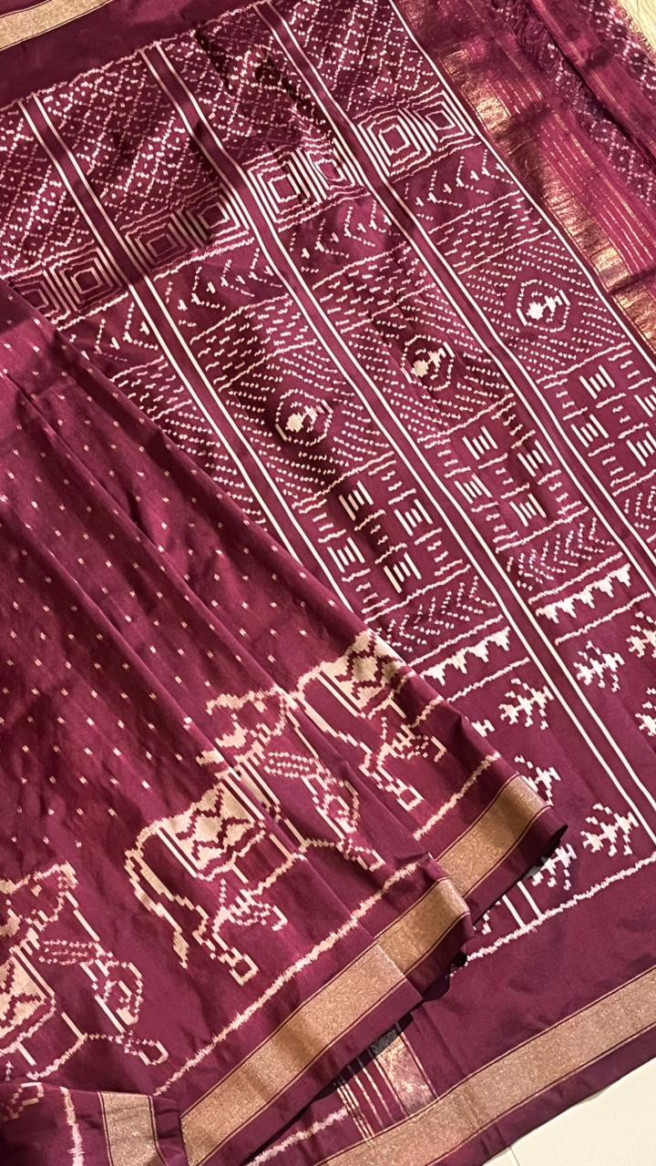 Pochampally Double Ikkat Saree - 01-03-35-PS-01 (Maroon)