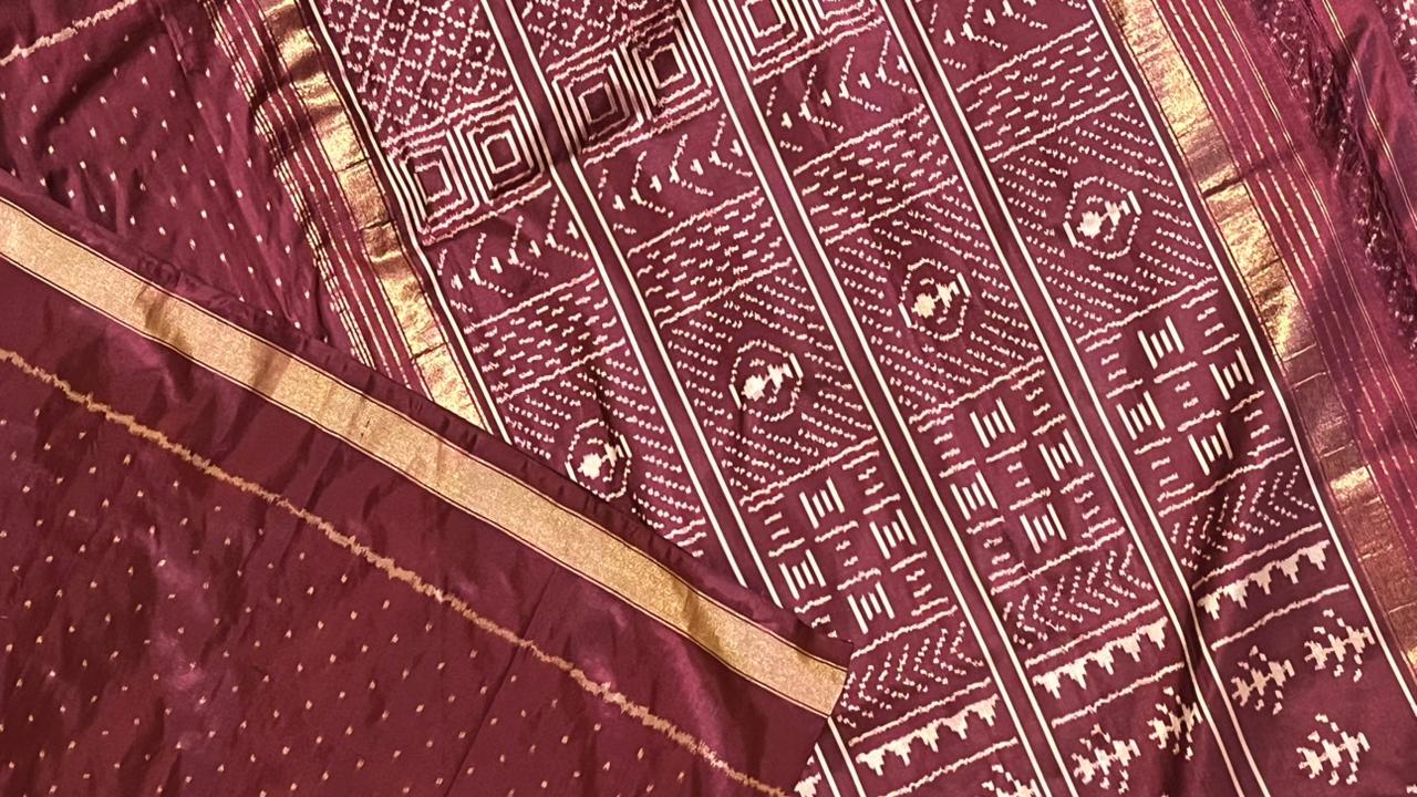 Pochampally Double Ikkat Saree - 01-03-35-PS-01 (Maroon)