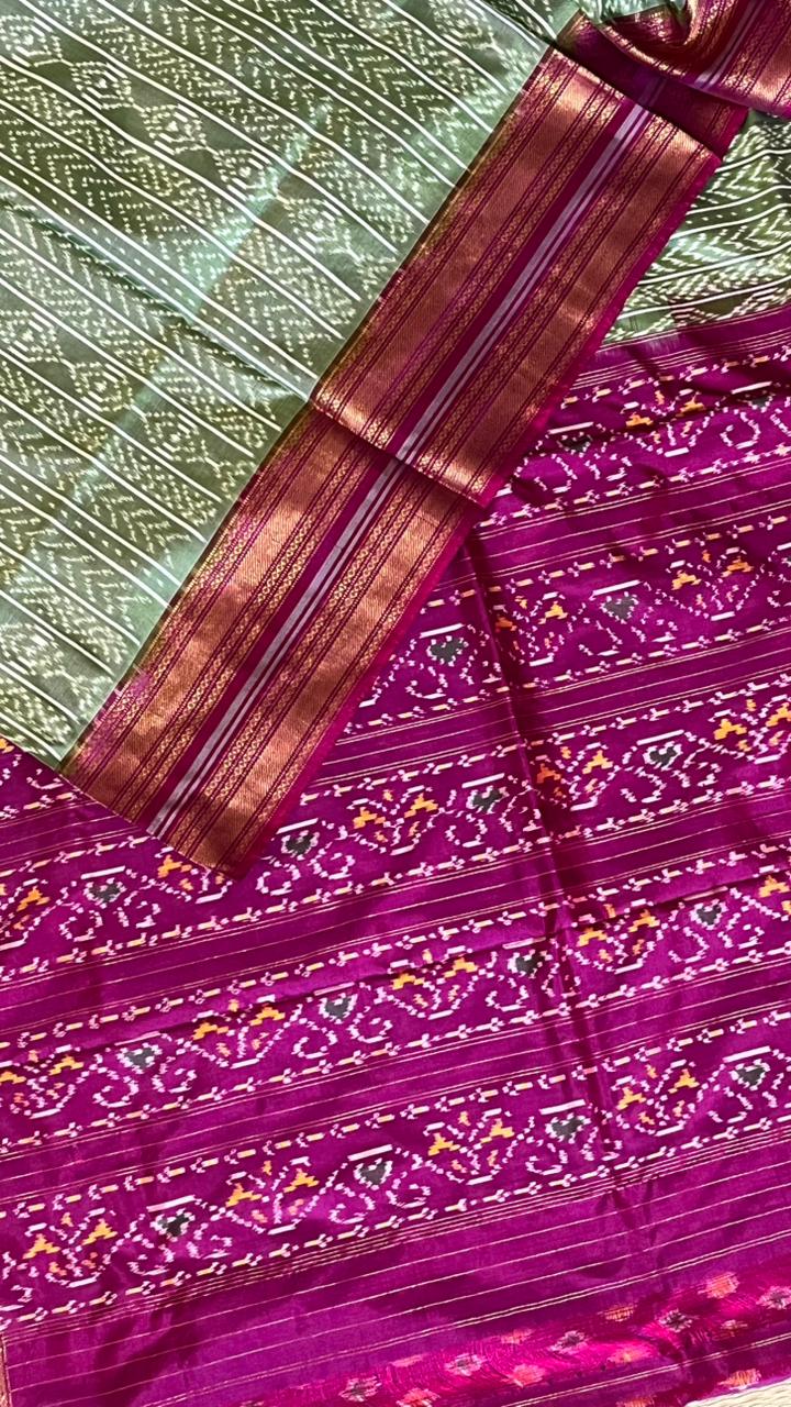 Pochampally Double Ikkat Saree - 01-03-34-PS-02 (Sage Green)