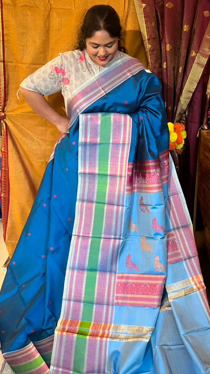 Pure Silk Kancheevaram Saree - 01-10-19-PSC-01 (Blue)