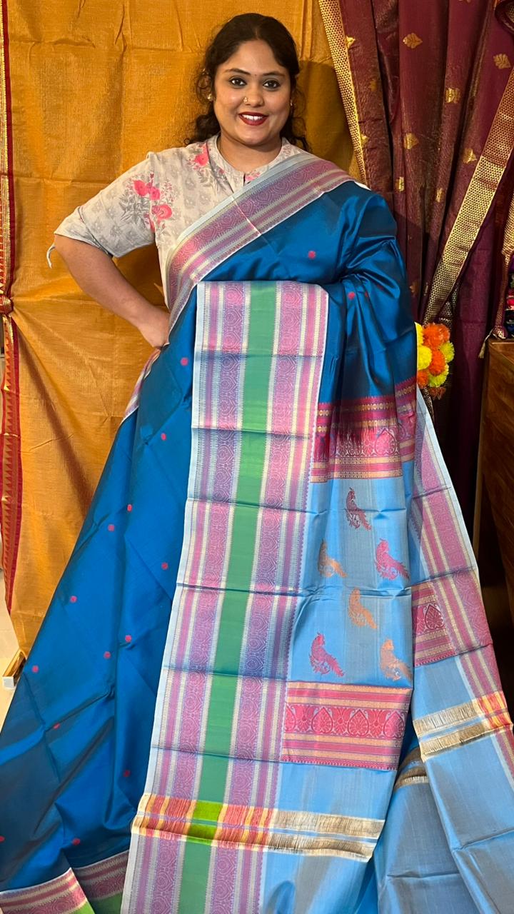 Pure Silk Kancheevaram Saree - 01-10-19-PSC-01 (Blue)