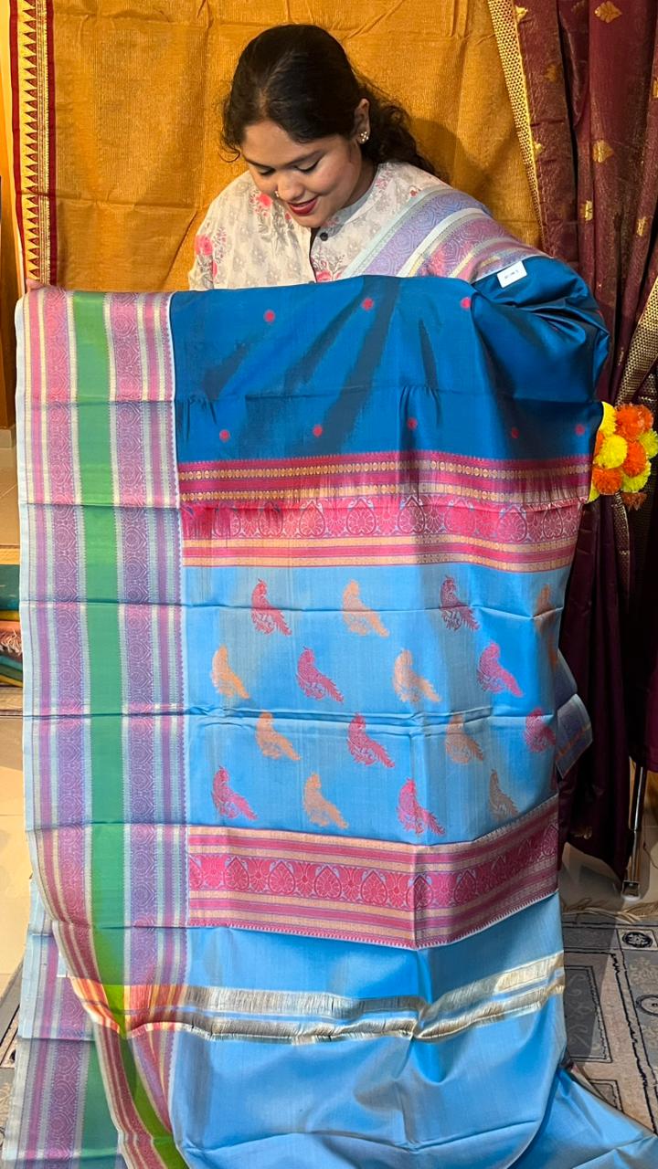 Pure Silk Kancheevaram Saree - 01-10-19-PSC-01 (Blue)