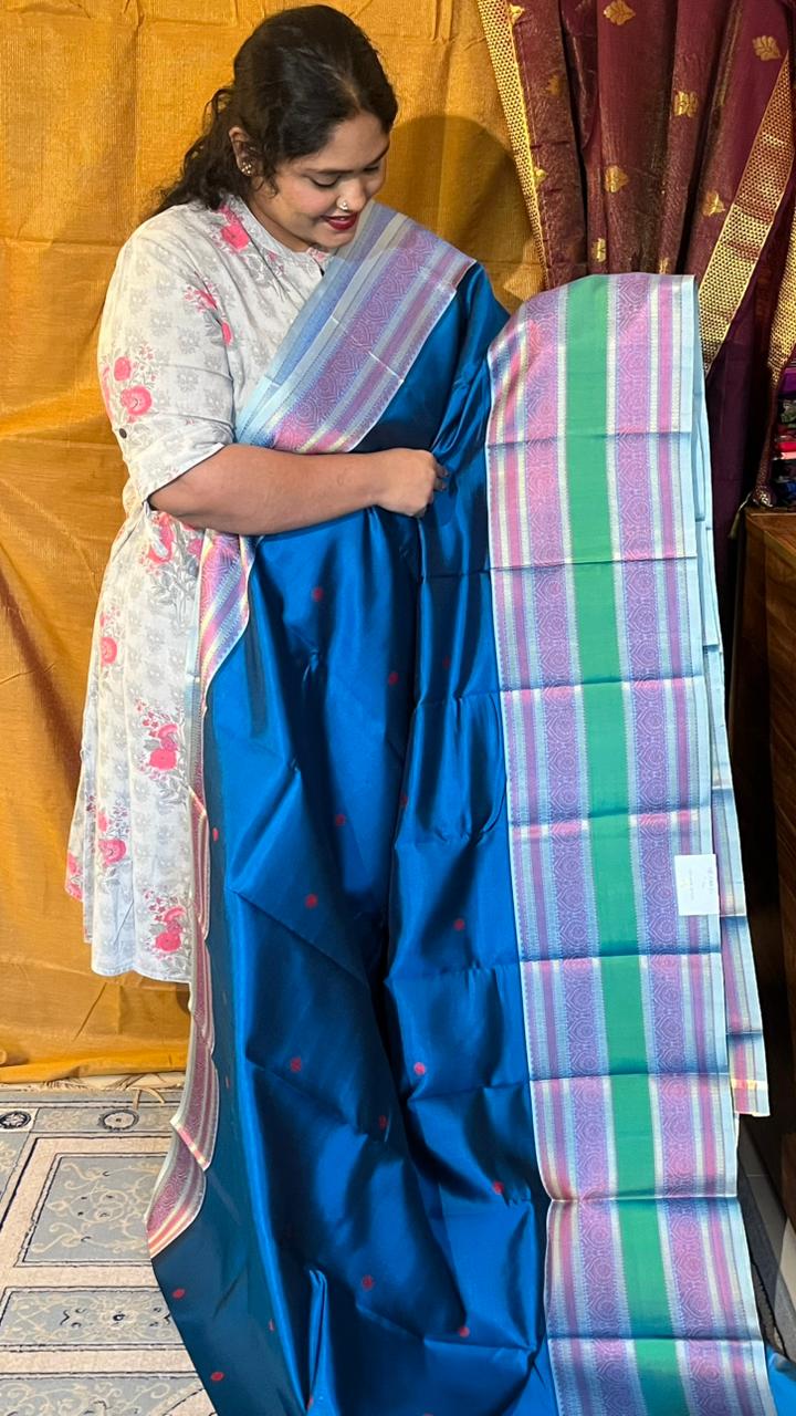 Pure Silk Kancheevaram Saree - 01-10-19-PSC-01 (Blue)