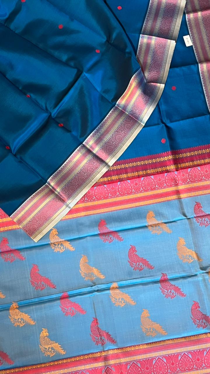 Pure Silk Kancheevaram Saree - 01-10-19-PSC-01 (Blue)