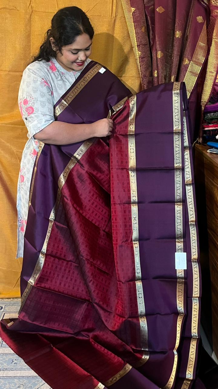 Pure Silk Kancheevaram Saree - 01-10-21-PSC-01 (Red with Maroon)