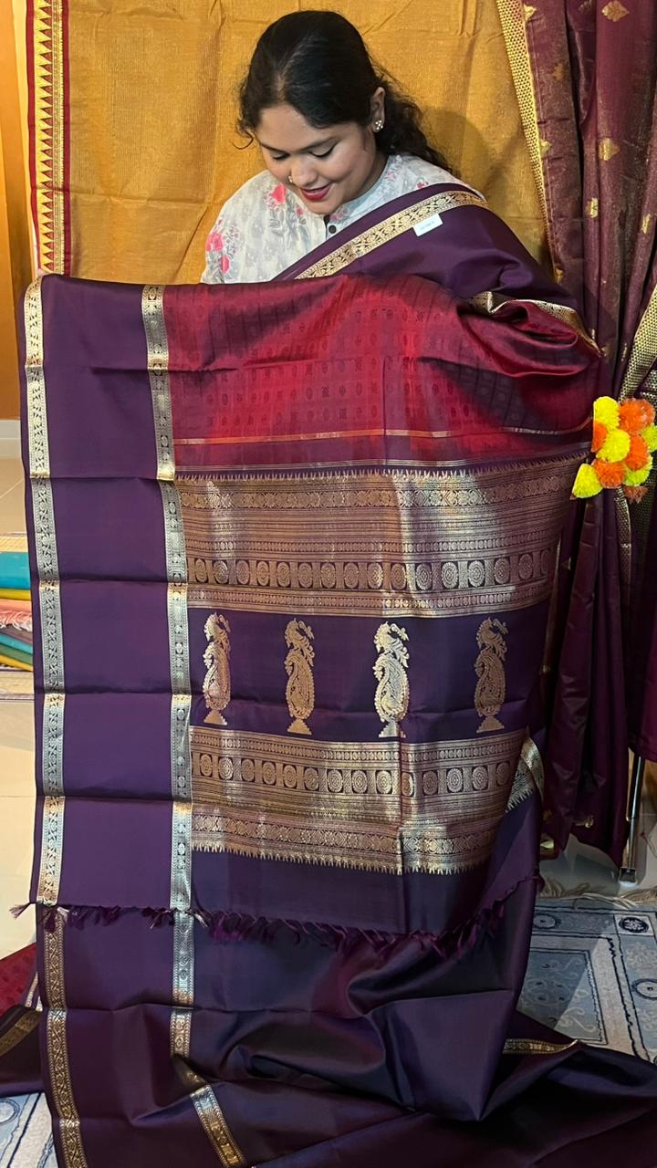 Pure Silk Kancheevaram Saree - 01-10-21-PSC-01 (Red with Maroon)