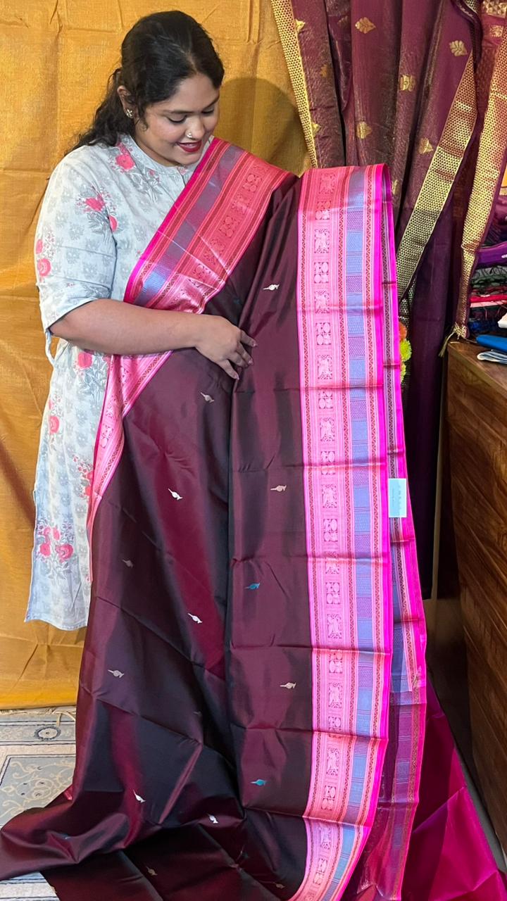 Pure Silk Kancheevaram Saree - 01-10-18-PSC-01 (Maroon with Pink)
