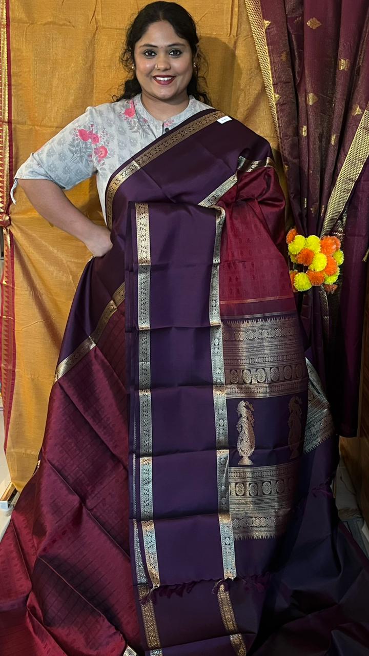 Pure Silk Kancheevaram Saree - 01-10-21-PSC-01 (Red with Maroon)