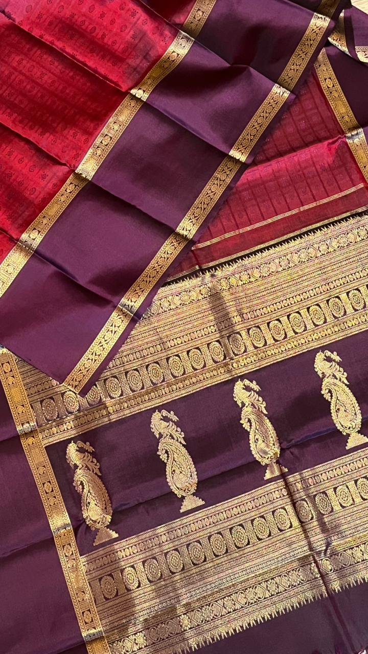 Pure Silk Kancheevaram Saree - 01-10-21-PSC-01 (Red with Maroon)