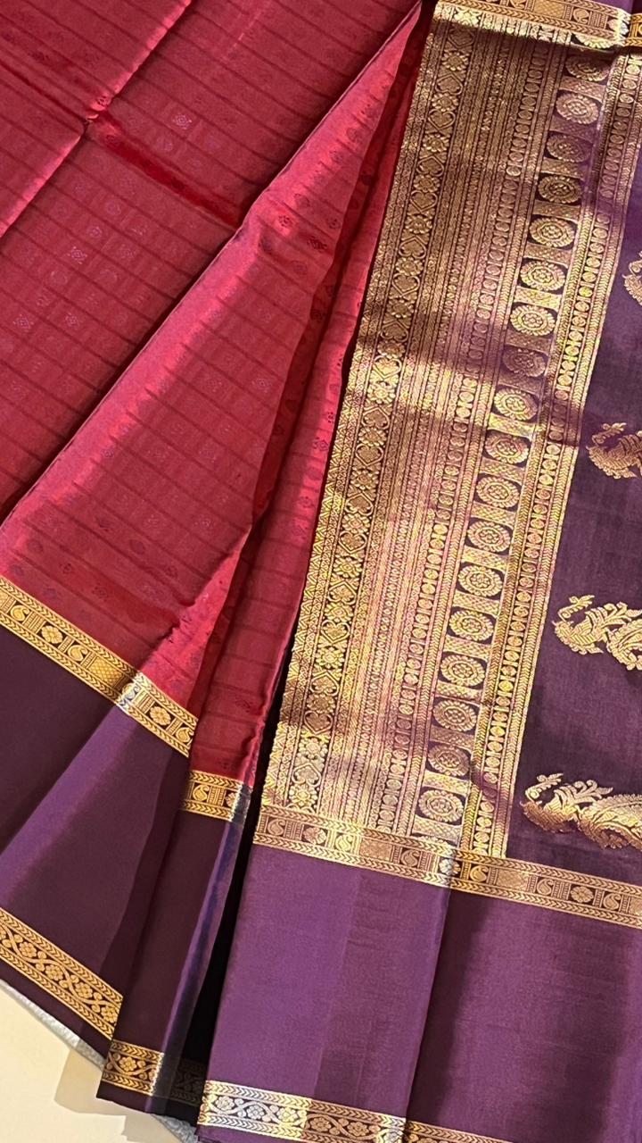 Pure Silk Kancheevaram Saree - 01-10-21-PSC-01 (Red with Maroon)