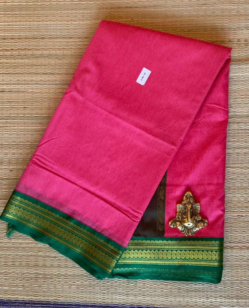 Semi-Silk Vairaoosi Madisar - 01-08B-15-13 (Lotus Pink and Green)