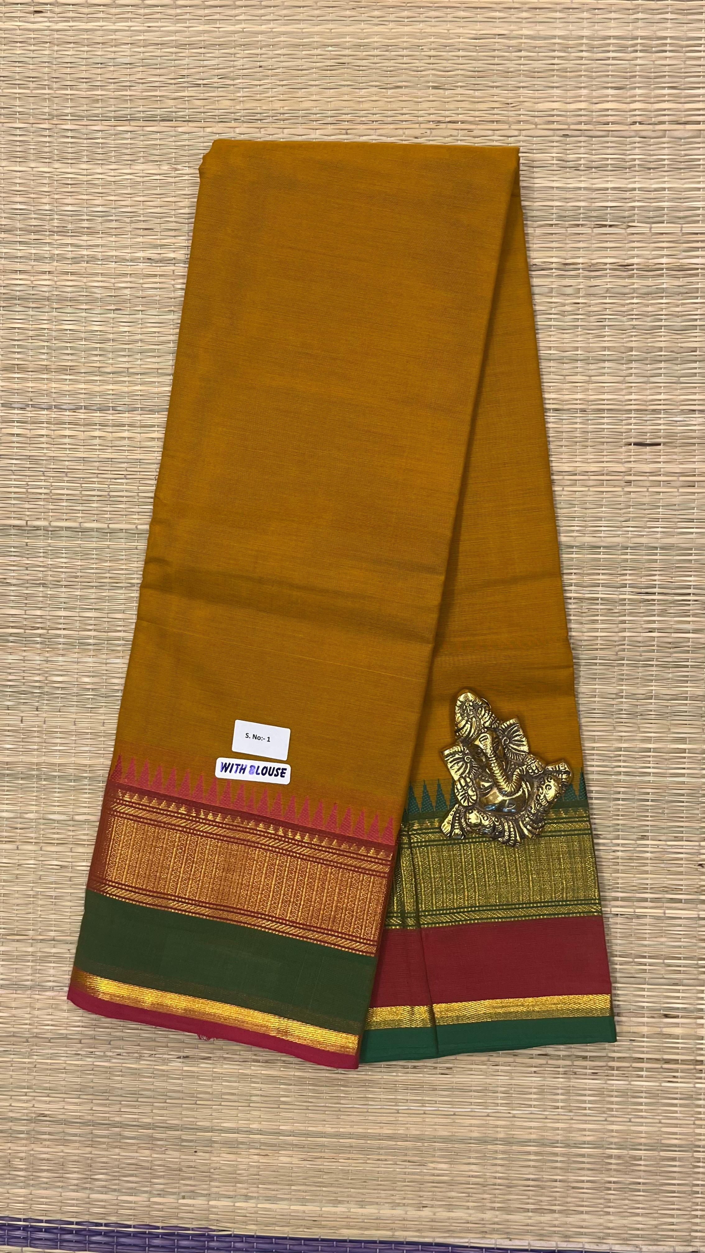Kanchi cotton saree - 01-09B-01-34 (Musturd)