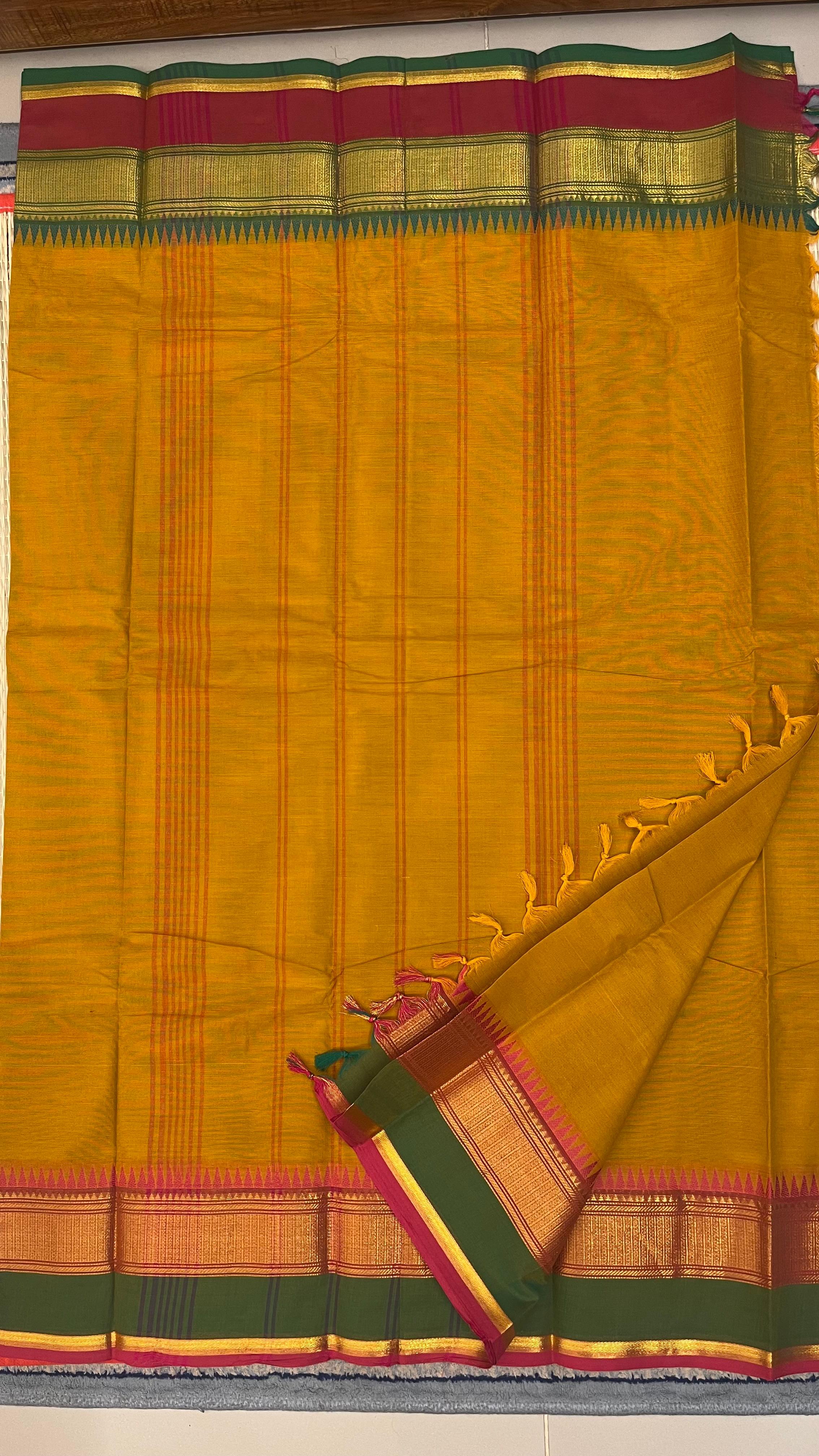 Kanchi cotton saree - 01-09B-01-34 (Musturd)