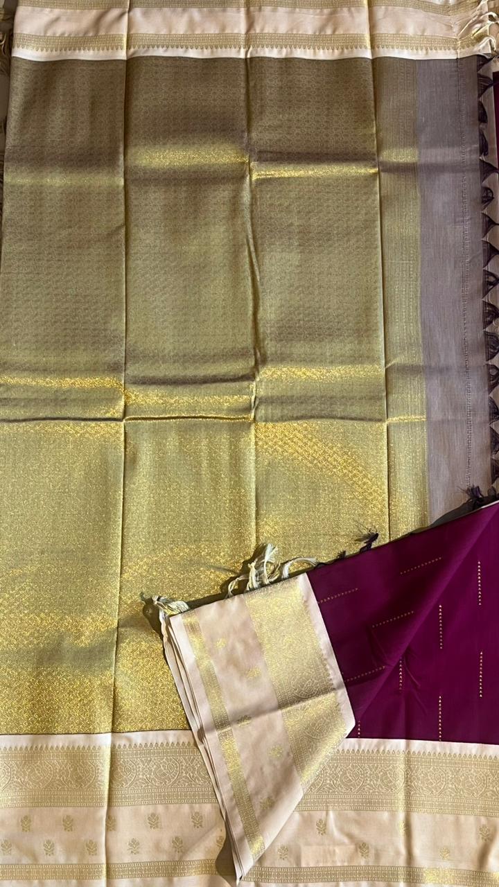 Semi silk Half White Border Saree - 01-09B-09-02 (Maroon)