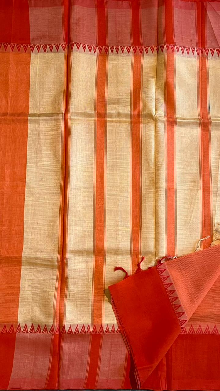 Mangalgiri Thread Border Saree - 15-10-03-08 (Fanta Cream)