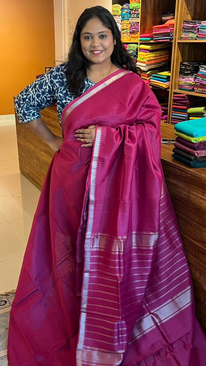 Mangalgiri silk cotton saree - 15-10B-04-01 (Meganta)