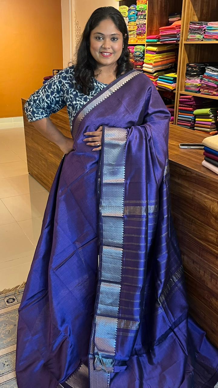 Mangalgiri Silk Cotton Saree -15-10-01-01 (Purple)
