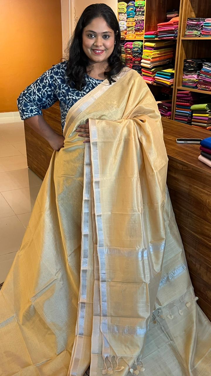 Mangalgiri Silk Cotton Saree -15-10B-04-03 (Butter colour)