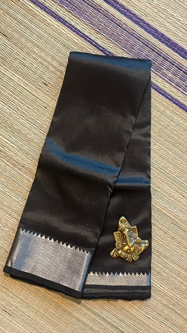 Mangalgiri Silk Cotton Saree - 15-10-01-13 (Dark Grey)