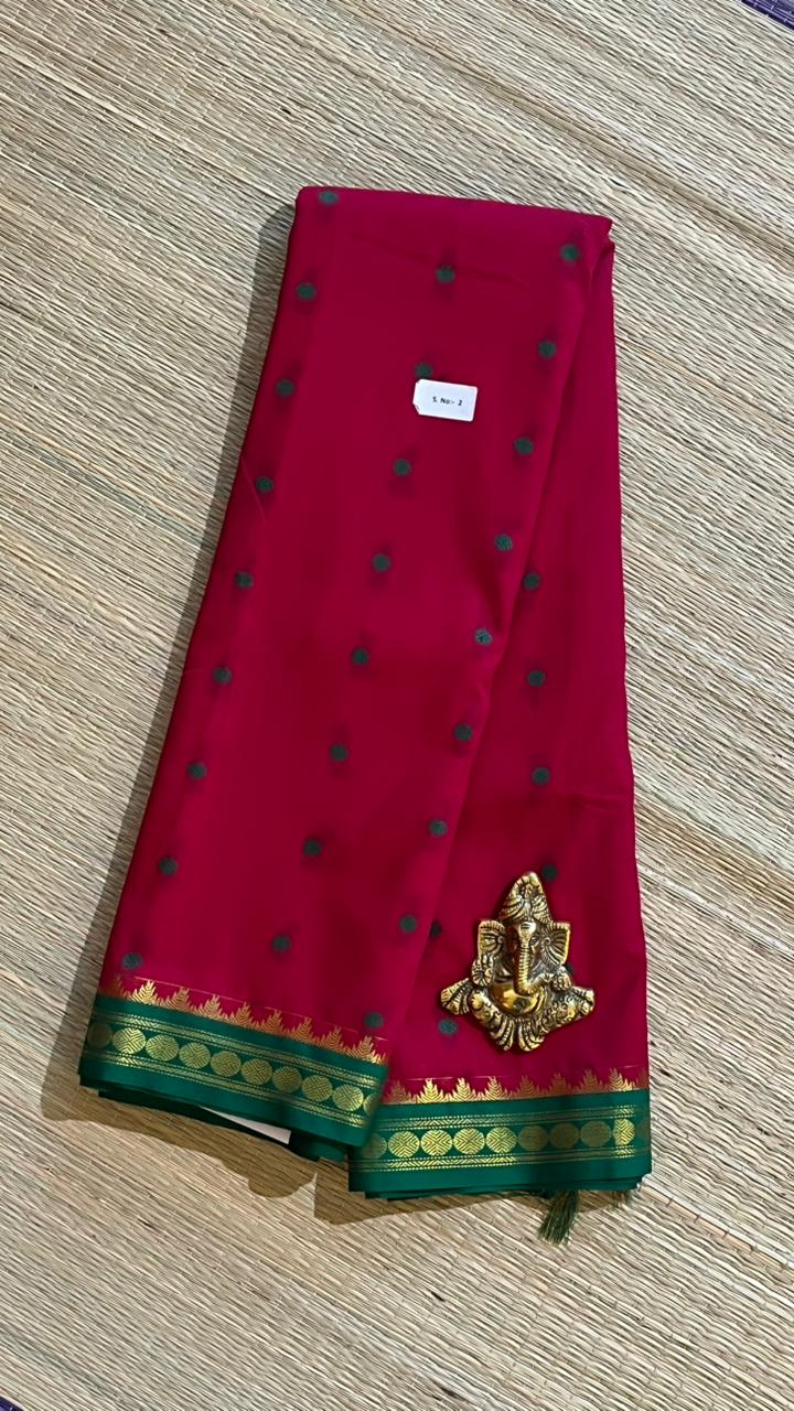 Semi Silk Bhutta Saree -  01-08B-02-15 (Pink Green)