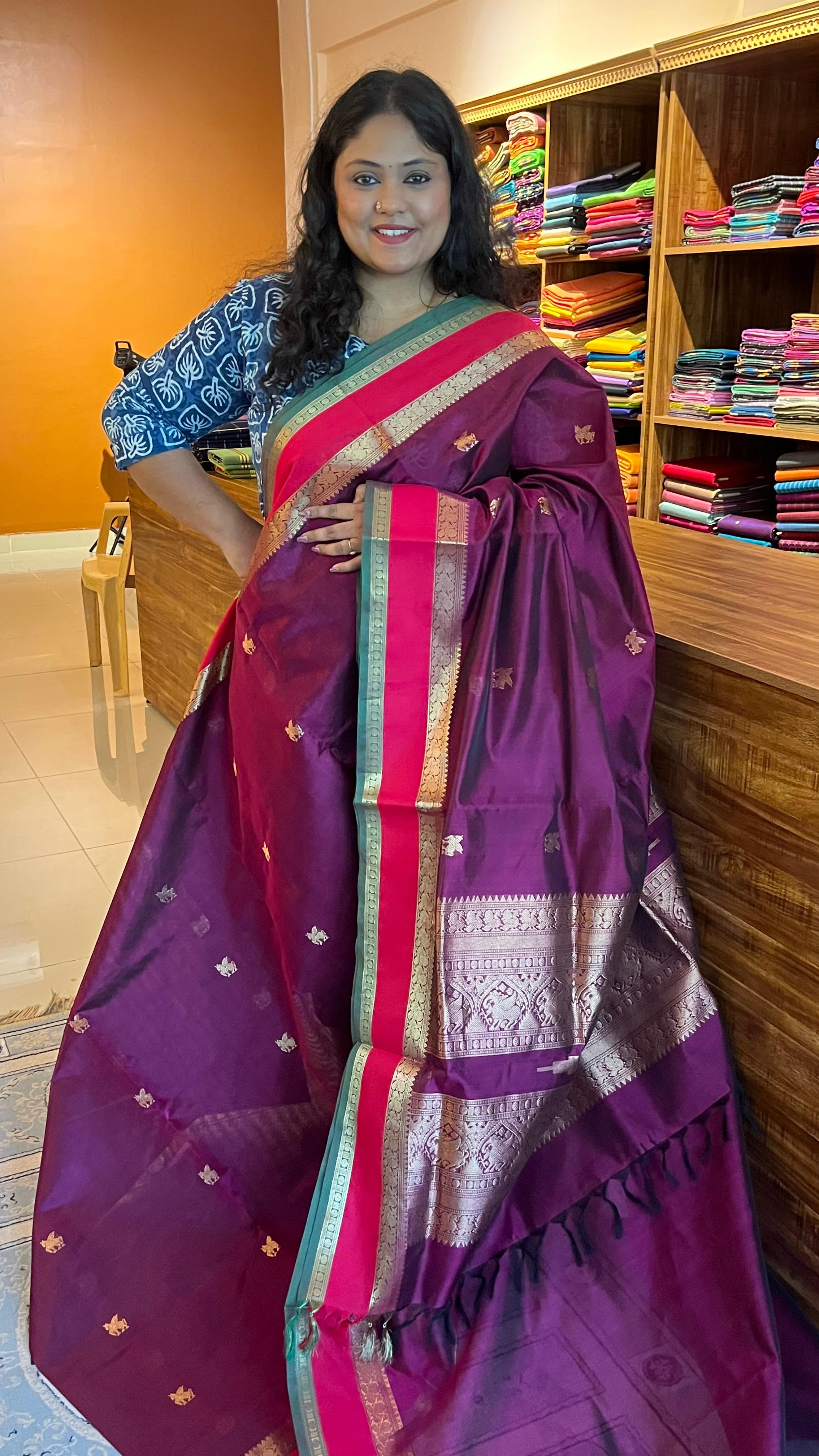 Kanchivaram Silk Cotton Saree - 01-10-03-09(Vadamalli)