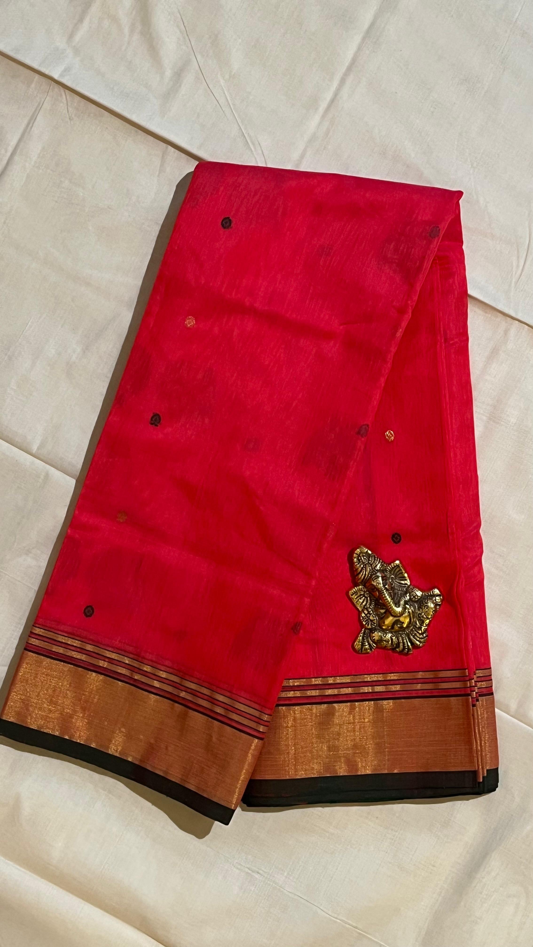Chanderi Silk Cotton Saree - 51-10-01-05 (Candy Pink)