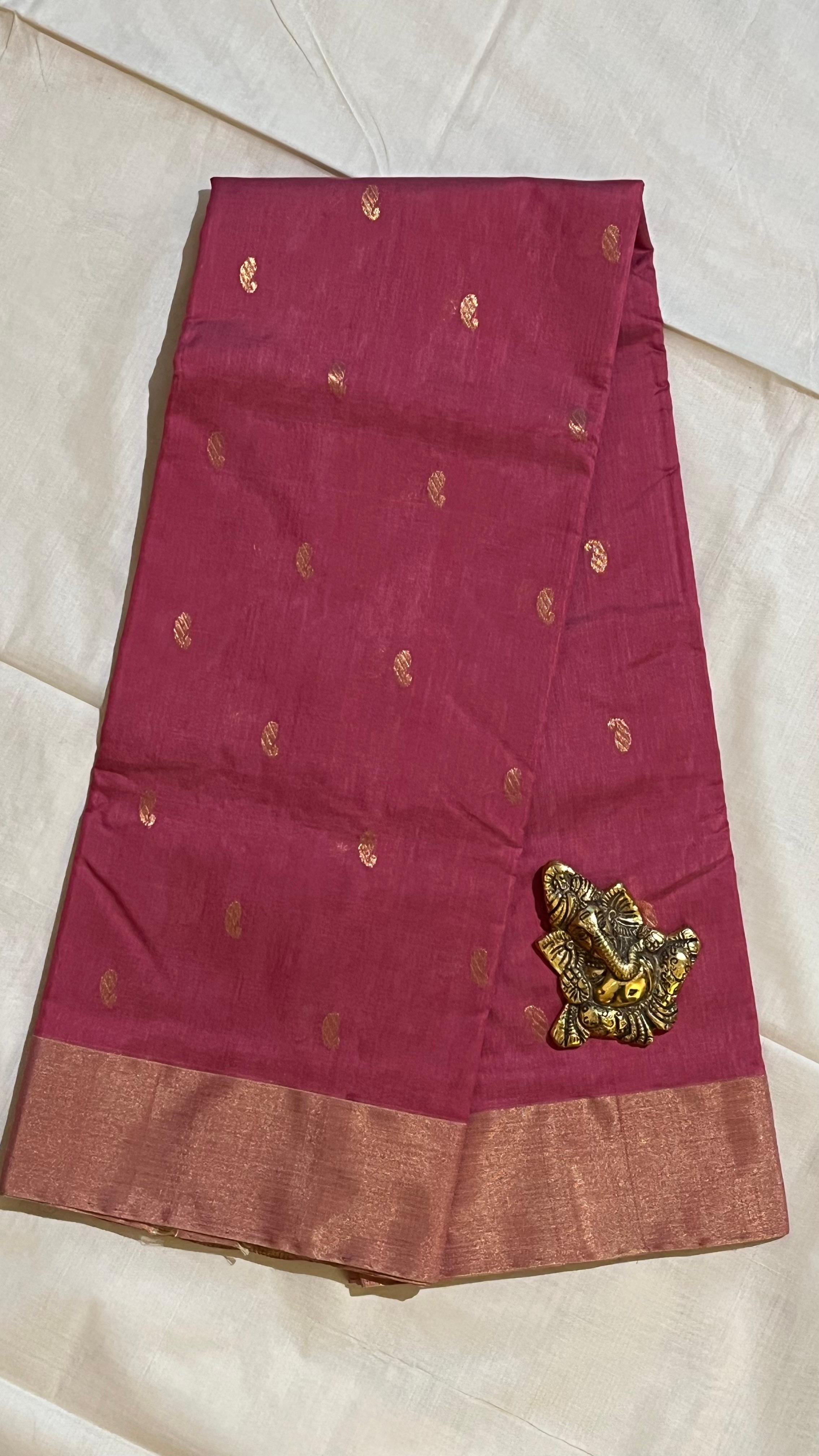 Chanderi Silk Cotton Saree - 51-10-01-03 (Light Pink)