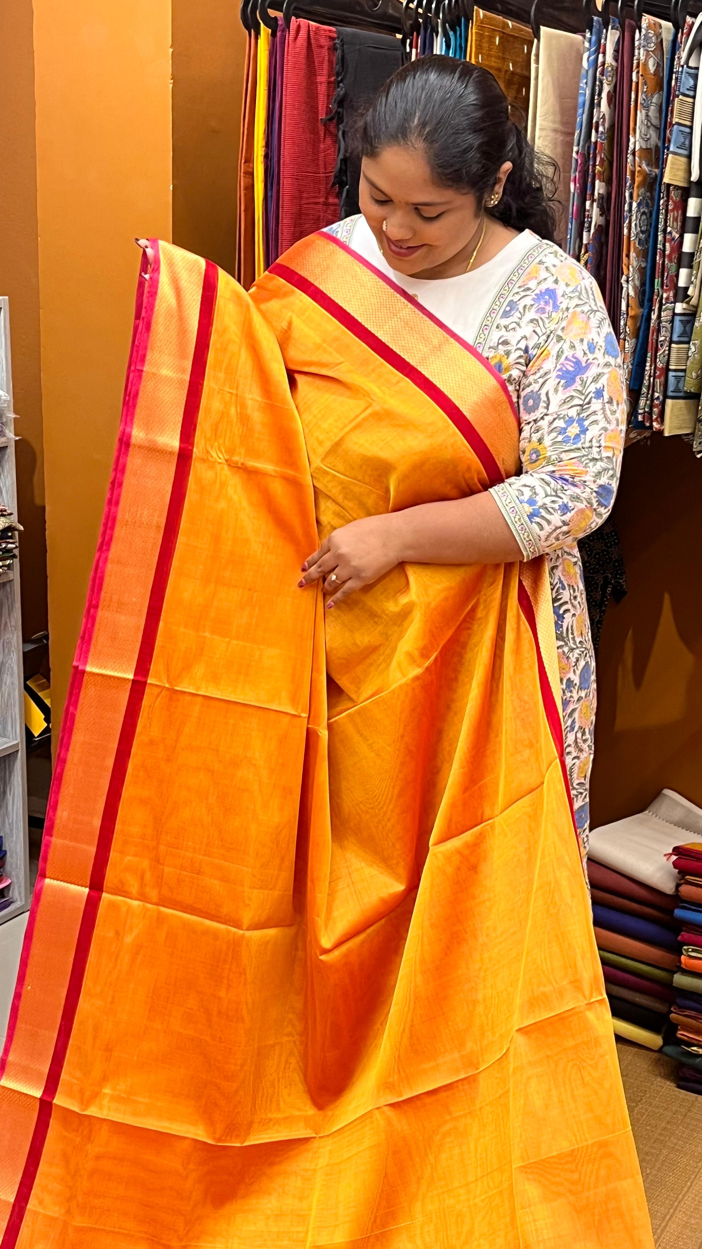 Sunset Orange Kuyil Kan Border Devendra Madisar  - 12-11-10-10.5Y-04