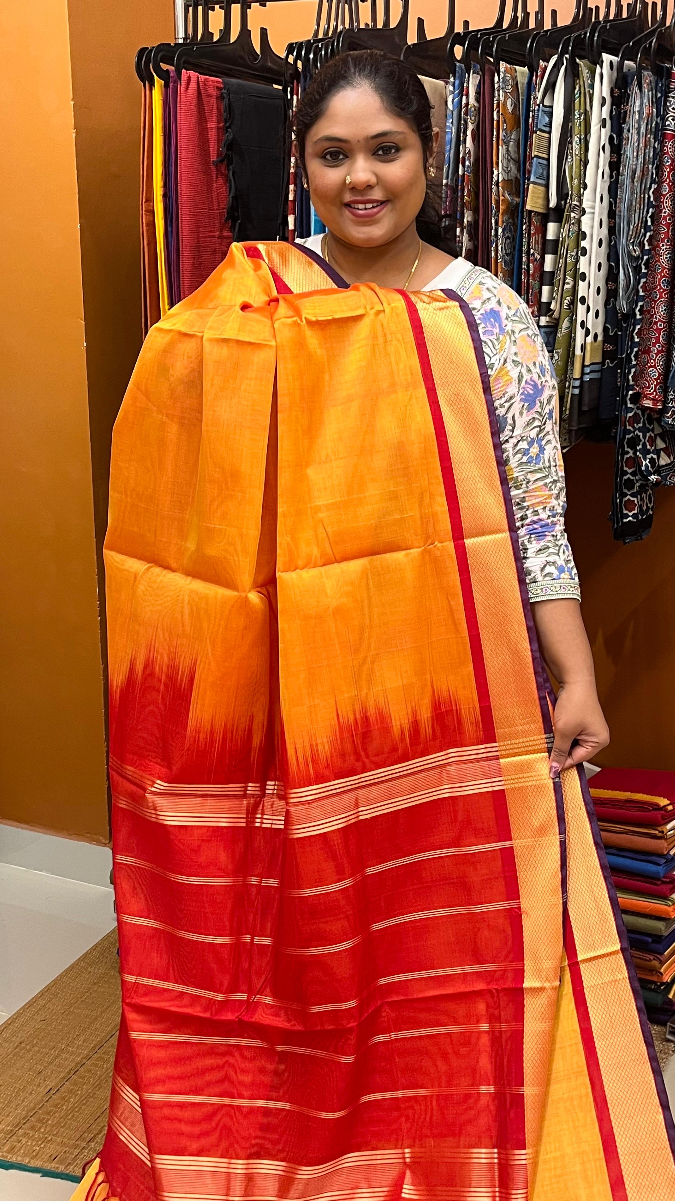 Sunset Orange Kuyil Kan border Violet Selvdge Devendra Madisar -12-11B-12-10.5Y-03