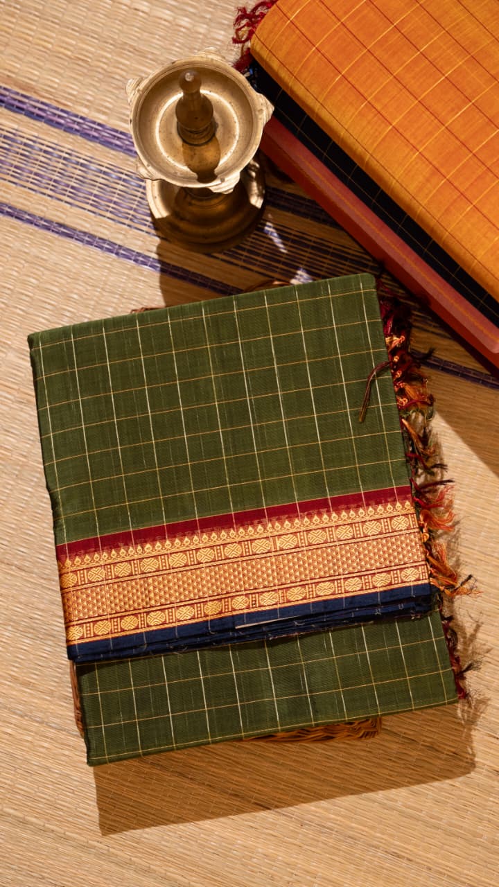 Devendra 10.5 Yards Madisar - 12-11-11-10.5Y-03 (Olive Green)