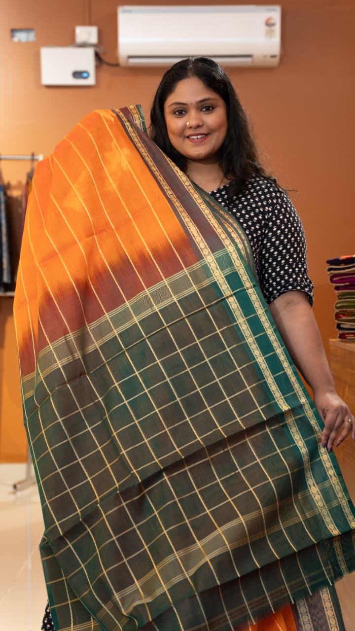 Devendra 10.5 Yards Madisar - 12-11B-10-10.5Y-04 (Yellow with Green)